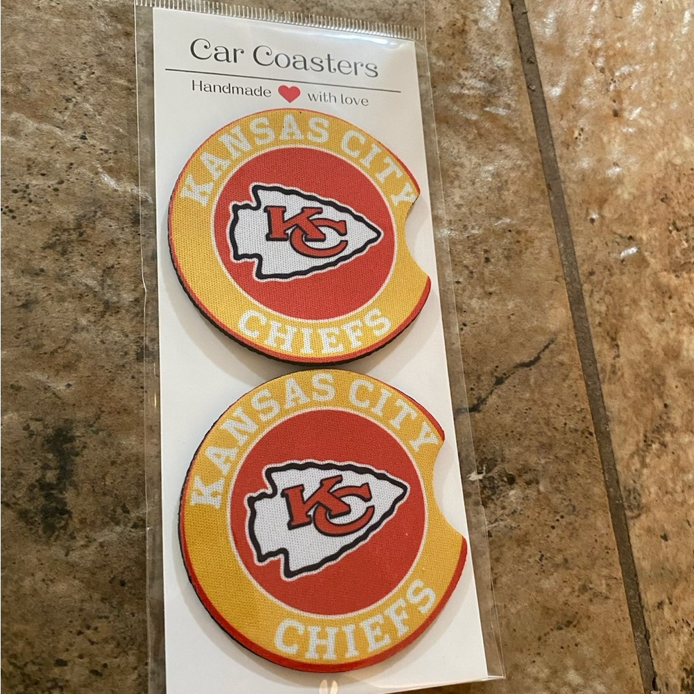 Car coasters chiefs for 15$ customize your own